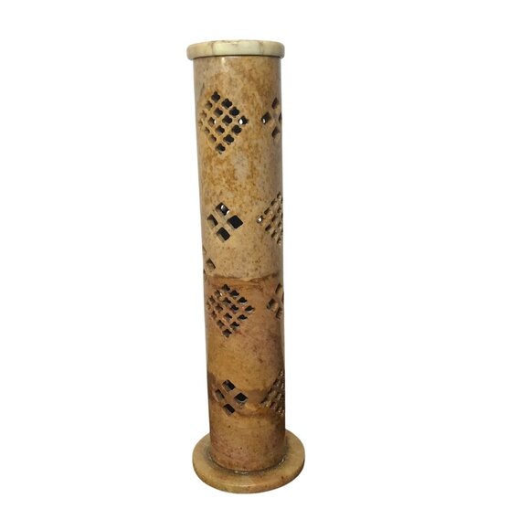 Vintage Marble Incense Holder With Removable Lid & Intricate Cutout Design 10" - Picture 1 of 6